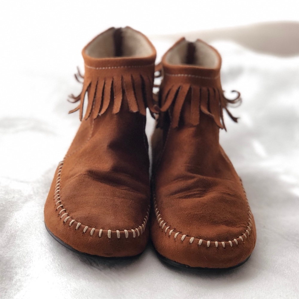 Xhilaration fringe moccasin booties
